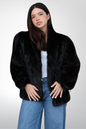 Abrigo de Mink Negro Clásico