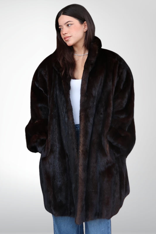 Abrigo de Mink Chocolate Oversized