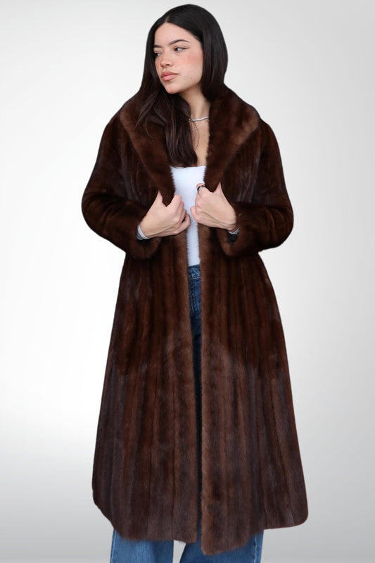 Abrigo Largo de Mink Chocolate