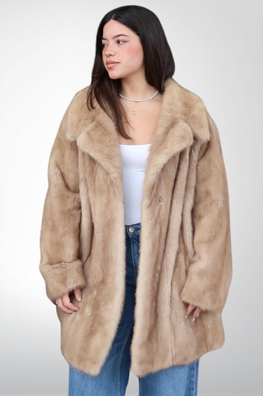 Abrigo de Mink Champagne Clásico
