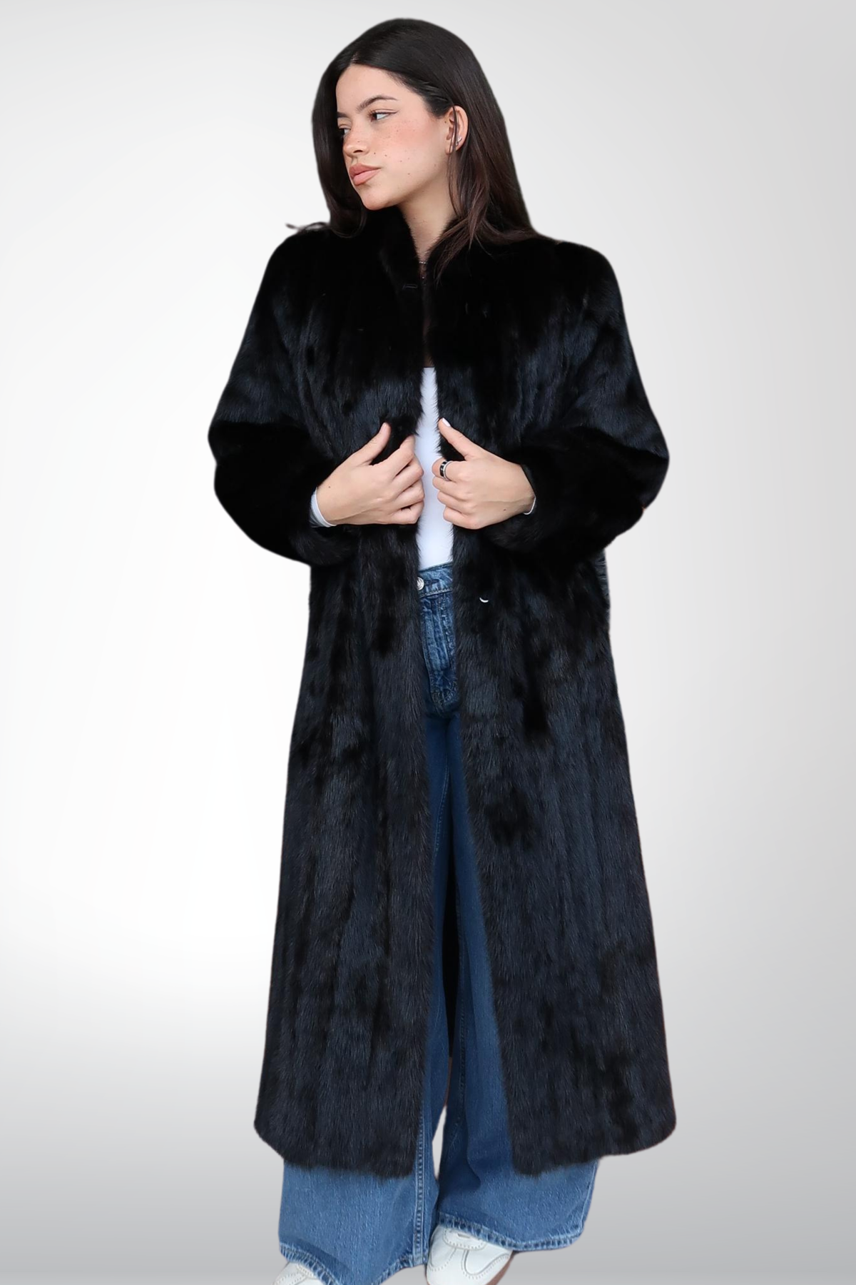 Abrigo Largo de Mink Negro